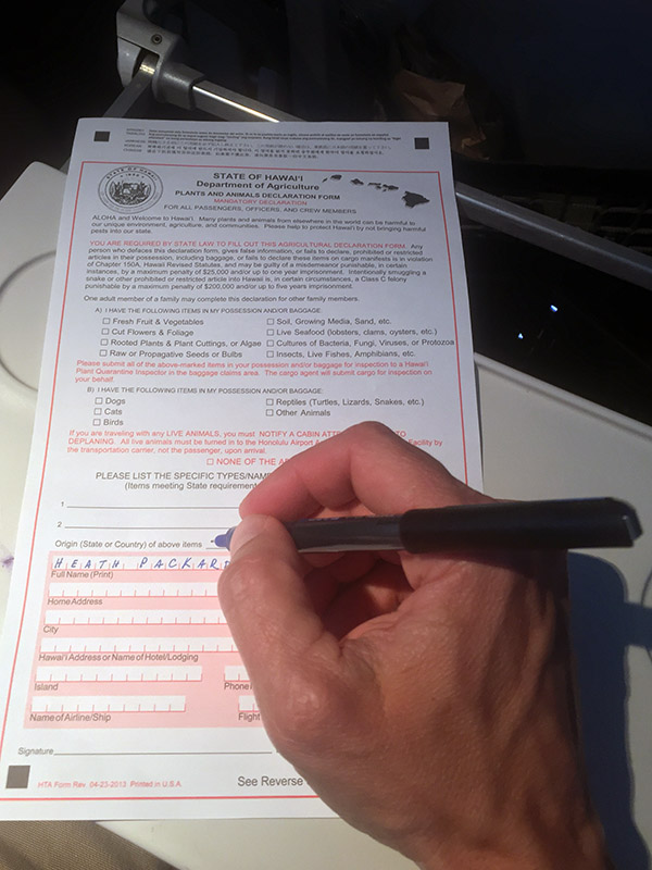 Island conservation Plants and Animals Declaration Form heath packard